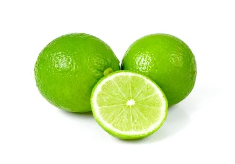 Lime with half isolated on white 스톡 사진
