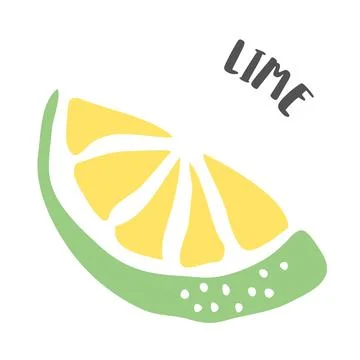Lime hand painted with ink brush isolated on white background Stock Illustration