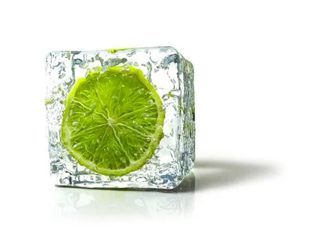 Lime in the ice cube 写真素材
