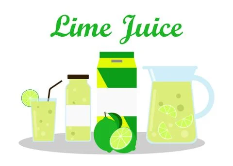 Lime Juice with pack template packaging design - vector illustration   Stock Illustration