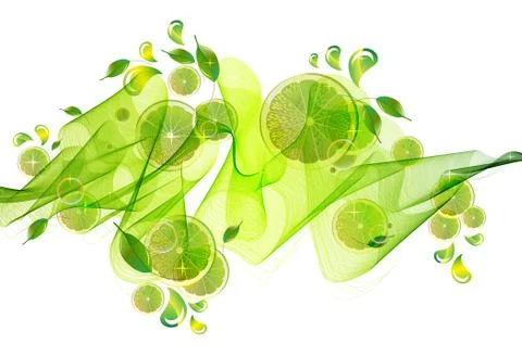 Lime juice splash with abstract wave Stock Illustration