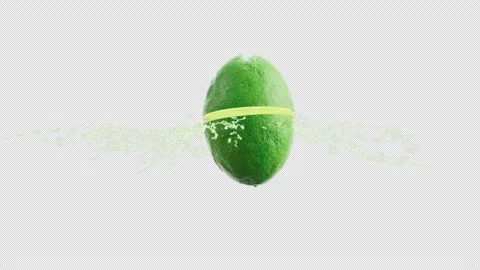 Lime jumping in slow motion with juice coming out with transparent Alpha Vídeos de archivo 144927314