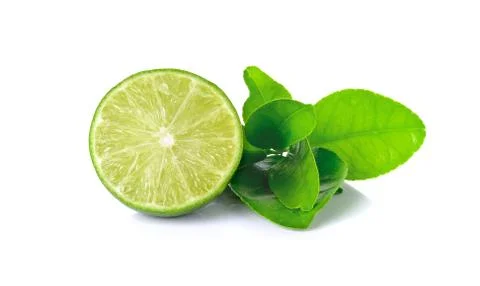 Lime with leaf isolated on white background Stock Photos