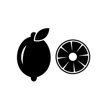 Lime lemon fruit vector black icon. EPS 10. Citrus sour vitamin illustration. Stock Illustration