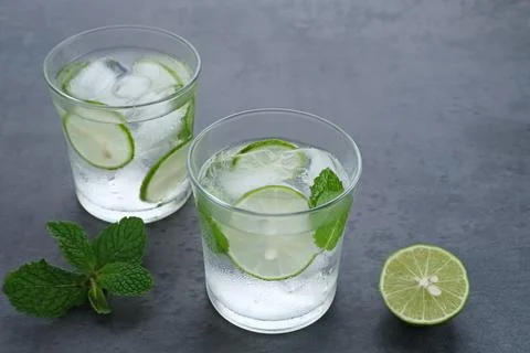 Lime Lemonade with mint leaf.  Stock Photos