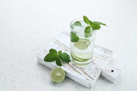 Lime Lemonade with mint leaf.  Stock Photos