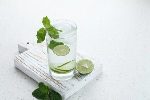 Lime Lemonade with mint leaf.  Stock Photos