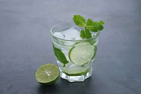 Lime Lemonade with mint leaf.  Stock Photos