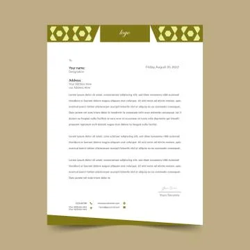 Lime Letterhead Pad Template Design Stock Illustration