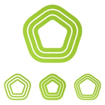 Lime line pentagonal logo design set イラスト素材