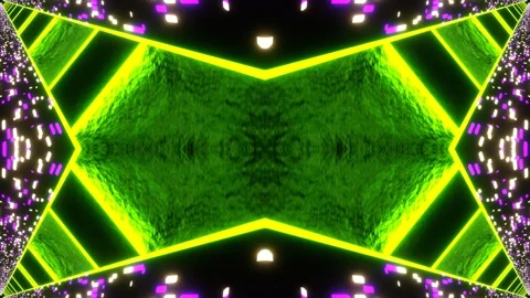 Lime Lines Sci-Fi Neon Glow Cyber Kaleidoscope Background VJ Loop in 4K Stock Footage 336326911