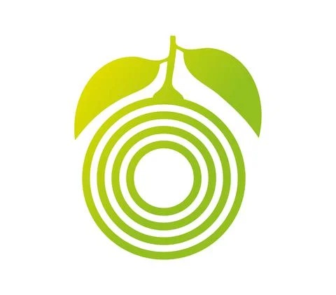 A lime made of leaves and a circle of three lines Stock Illustration