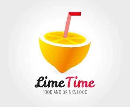 Lime or lemon fruit slice and logo icon template design. Fresh, juice, drink Stock Illustration