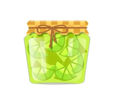 Lime or Lemon Home Cooked Jam or Marmalade in Jar Stock Illustration
