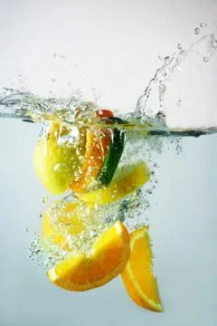 Lime, orange and lemon splash Stock Photos