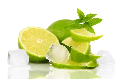 Lime with pieces of ice Stock Photos
