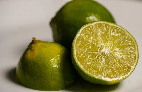 Lime pulp macro slice bunch Stock Photos
