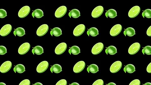 Lime seamless pattern, green fruit slice stop motion animation on black back 動画素材 337390616