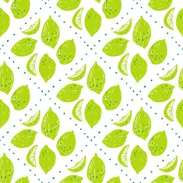 Lime seamless pattern with rhombus dots on white. Citrus fruit aop print and Illustrazione stock