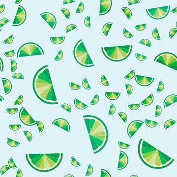 Lime Seamless Vector Pattern. juicy fresh background. Stock Illustration