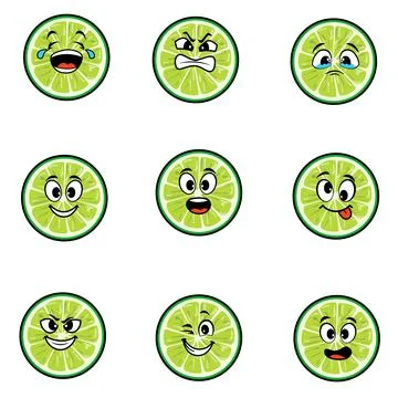 Lime set cartoon vector expression Stock Illustration