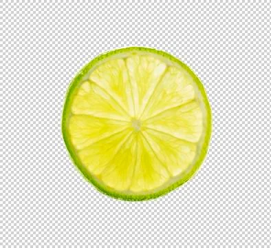 Lime slice on cutout background. Stockfoto's