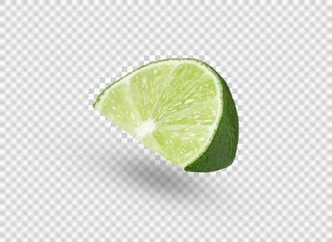 Lime slice floating in the air. Levity lime slice isolated on transparent Stock Photos