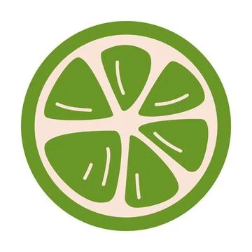Lime slice in green flat design Stock Illustration