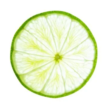 Lime slice top view. Fruit isolated on white background. With clipping path. Stock Photos