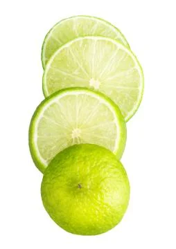 Lime sliced isolated on white Stock Photos