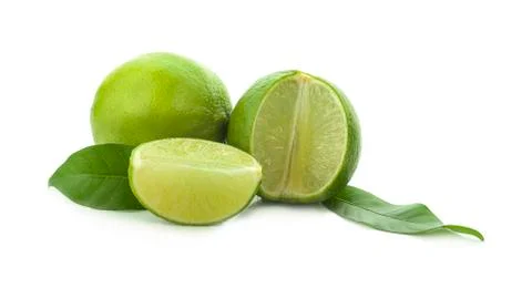 Lime slices isolated on white background Stock Photos