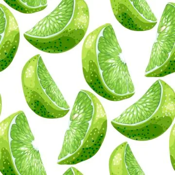 Lime slices seamless pattern set in realistic graphic vector illustration in Stock Illustration
