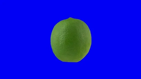Lime spin 360 degrees isolated on blue screen Stock Footage 144533958