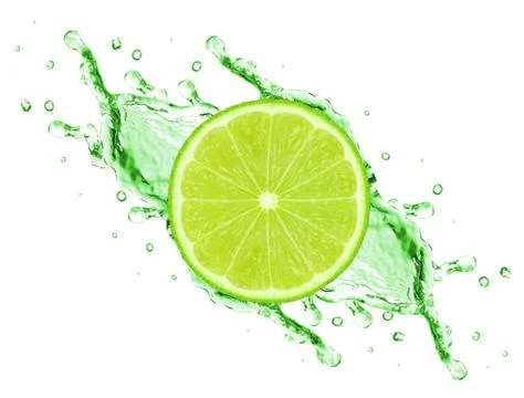 Lime splash isolated on white background Stock Photos
