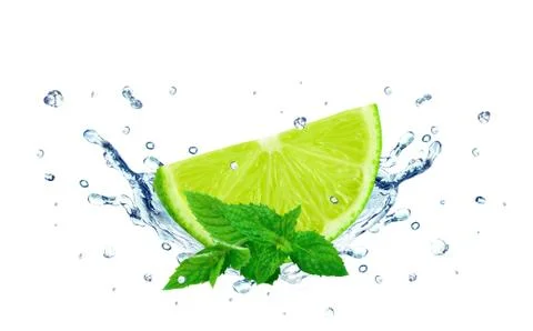 Lime splash water Stock Photos