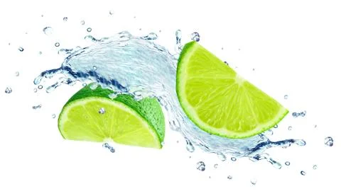 Lime splash water Stock Photos