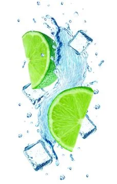 Lime splash water Stock Photos