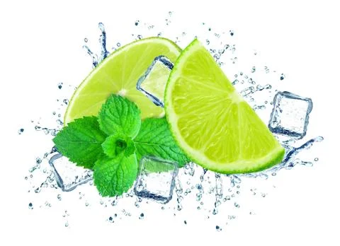 Lime splash water Stock Photos