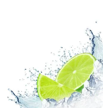 Lime splash water Stock Photos