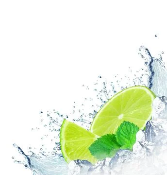 Lime splash water Stock Photos