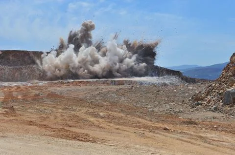 Lime stone blasting explode Stock Photos