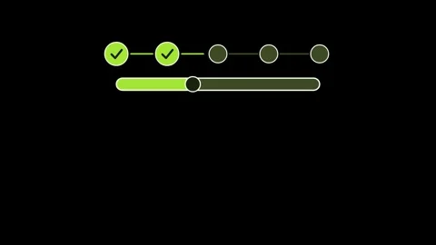 Lime UI progress bar animation, horizontal 16:9, black background Stock Footage 346888324