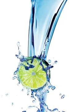Lime with water splash Stock Photos
