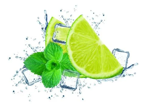 Lime water splash Stock Photos