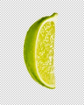 Lime wedge on cutout background. Stockfoto's
