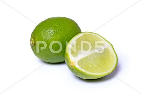 Lime On White Background Stock Photos