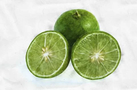 Lime whole and slice Stock Photos