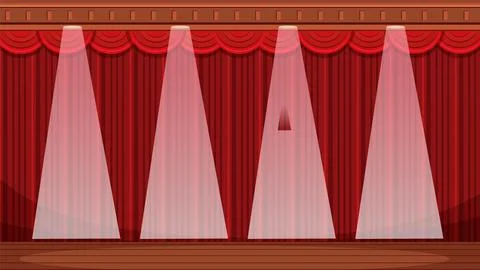 Limelight Curtain Stage Background: Vector Cartoon Illustration Stock Illustration