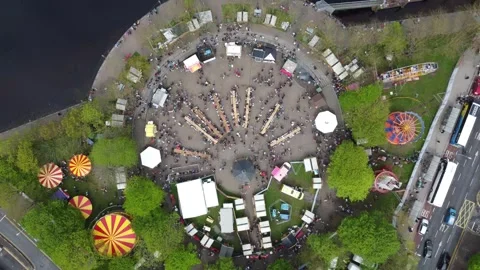 Limerick Riverfest 2023 fly through Stock Footage 248453246