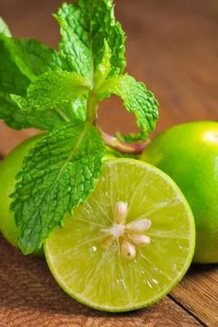 Limes and mint Stock Photos